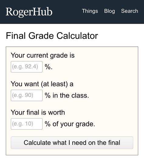 final grade calculator rogerhub high school